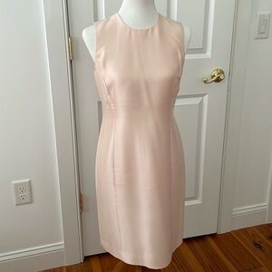 Ann Taylor vintage silk sheath dress in pale blush pink size 8 petite
